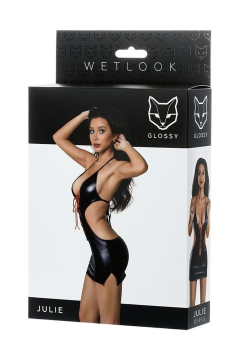 Glossy Shiny Wetlook dress JULIE - black L GLOSSY - Boys of Toys Sp. z o.o. (dystrybutor)