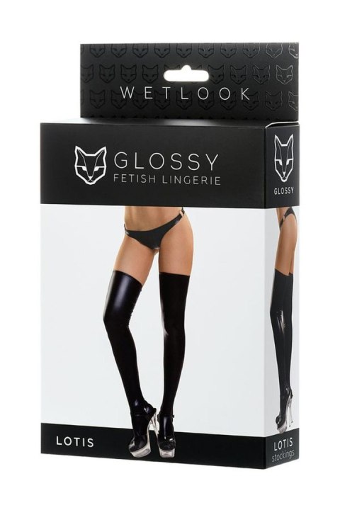 Glossy Shiny Wetlook stockings LOTIS - black M GLOSSY - Boys of Toys Sp. z o.o. (dystrybutor)