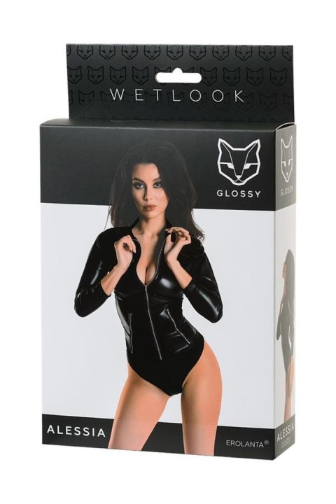 Wetlook body dress ALESSIA - black S GLOSSY - Boys of Toys Sp. z o.o. (dystrybutor)