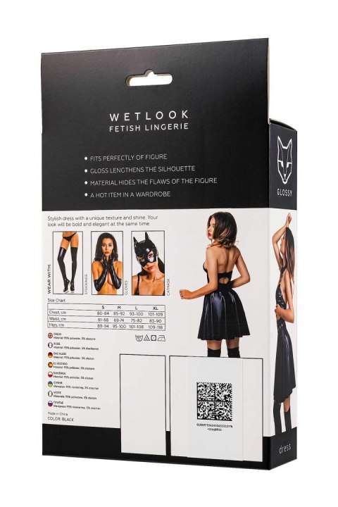 Glossy Marisa, dress, wetlook, black, XL GLOSSY - Boys of Toys Sp. z o.o. (dystrybutor)