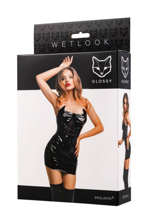 Glossy Mirabell, dress, wetlook, black, S GLOSSY - Boys of Toys Sp. z o.o. (dystrybutor)