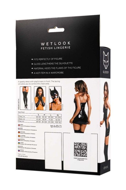 Glossy Mirabell, dress, wetlook, black, S GLOSSY - Boys of Toys Sp. z o.o. (dystrybutor)