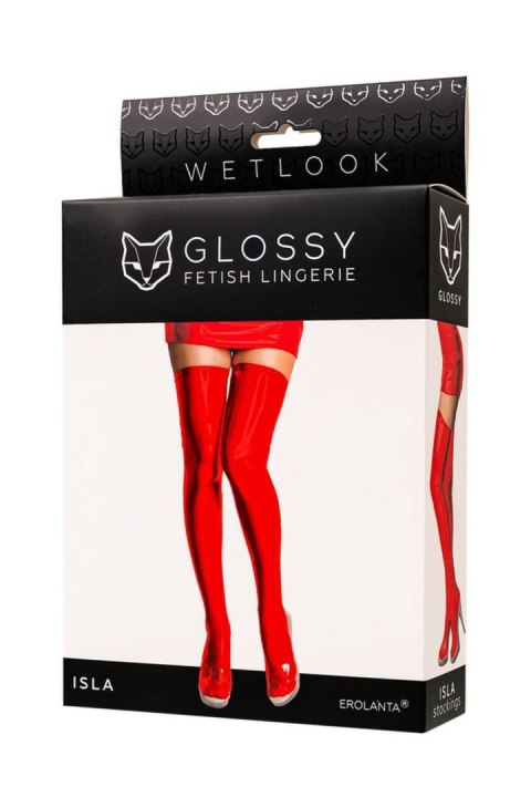 Wetlook Glossy Isla stockings - red M GLOSSY - Boys of Toys Sp. z o.o. (dystrybutor)