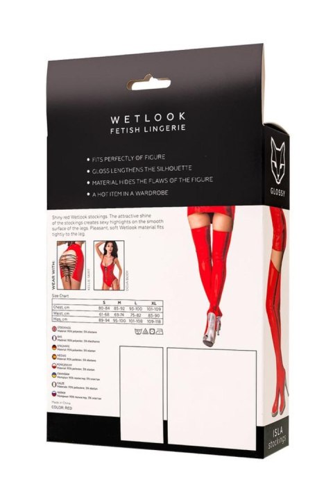 Wetlook Glossy Isla stockings - red M GLOSSY - Boys of Toys Sp. z o.o. (dystrybutor)