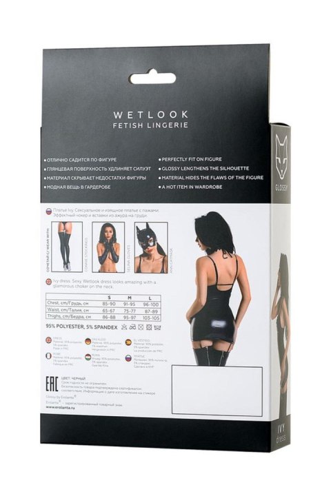 Wetlook dress IVY - black XL GLOSSY - Boys of Toys Sp. z o.o. (dystrybutor)