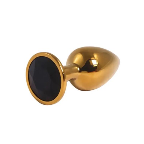 Gold Small Butt Plug with Black Diamond Fantasy - Boys of Toys Sp. z. o.o. (dystrybutor)