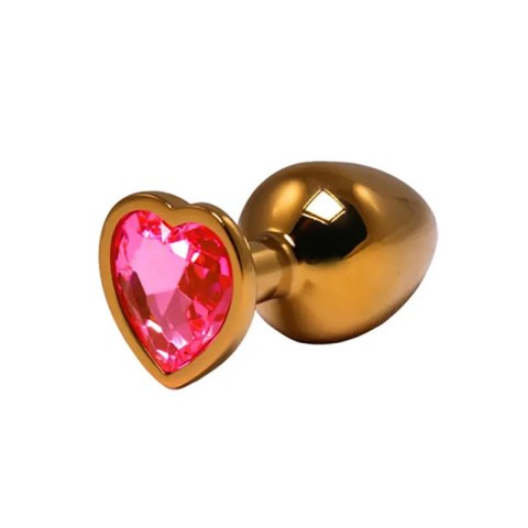 Gold medium heart-shaped butt plug with pink crystal Fantasy - Boys of Toys Sp. z. o.o. (dystrybutor)