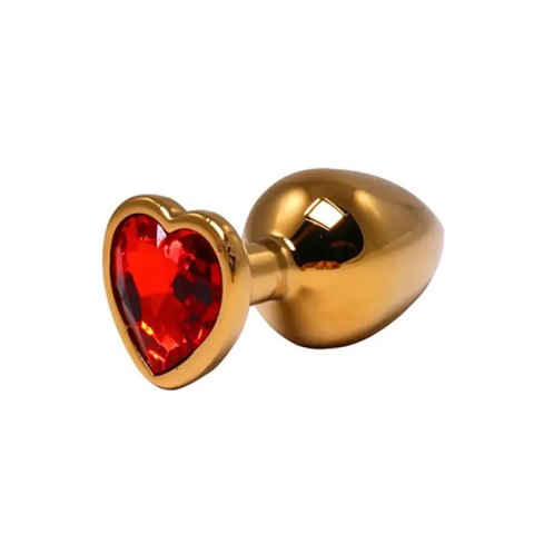 Gold medium heart-shaped butt plug with red crystal Fantasy - Boys of Toys Sp. z. o.o. (dystrybutor)