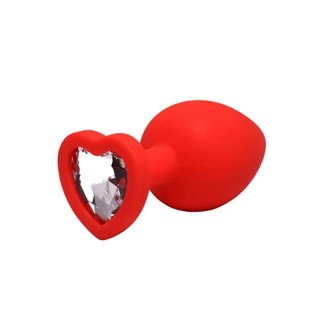 Red small heart-shaped butt plug with white crystal Fantasy - Boys of Toys Sp. z. o.o. (dystrybutor)