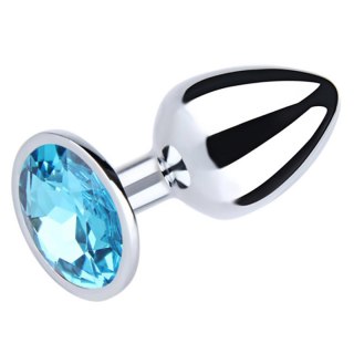 Silver Medium Butt Plug with Blue Diamond Fantasy - Boys of Toys Sp. z. o.o. (dystrybutor)