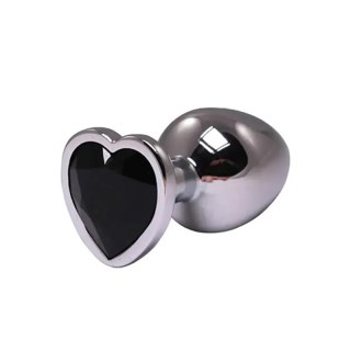 Silver medium heart-shaped butt plug with black crystal Fantasy - Boys of Toys Sp. z. o.o. (dystrybutor)