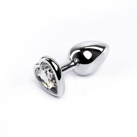 Silver medium heart-shaped butt plug with white crystal Fantasy - Boys of Toys Sp. z. o.o. (dystrybutor)