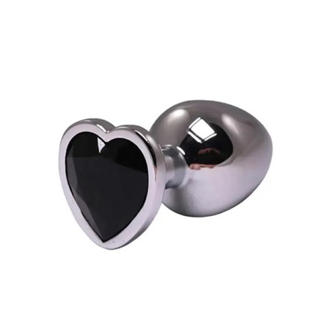 Silver small heart-shaped butt plug with black crystal Fantasy - Boys of Toys Sp. z. o.o. (dystrybutor)