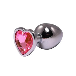 Silver small heart-shaped butt plug with pink crystal Fantasy - Boys of Toys Sp. z. o.o. (dystrybutor)
