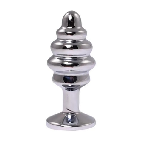 Silver small ribbed butt plug with pink crystal Fantasy - Boys of Toys Sp. z. o.o. (dystrybutor)