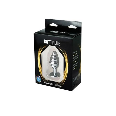 Silver small ribbed butt plug with pink crystal Fantasy - Boys of Toys Sp. z. o.o. (dystrybutor)