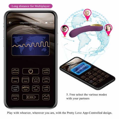 PRETTY LOVE - Ethan purple, 12 vibration functions Mobile APP Long-distance Control Baile - Boys of Toys Sp. z. o.o. (dystrybutor)