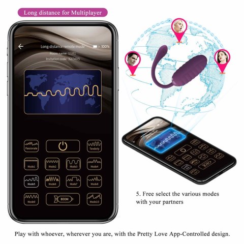PRETTY LOVE - CASPER Purple 12 vibration functions Mobile APP remote control Baile - Boys of Toys Sp. z. o.o. (dystrybutor)