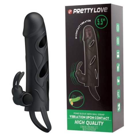 PRETTY LOVE - PENIS SLEEVE WITH BALL STRAP vibration BLACK Baile - Boys of Toys Sp. z. o.o. (dystrybutor)