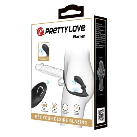 PRETTY LOVE - Warren Black, 12 vibration functions 12 pulse wave settings Wireless remote control Baile - Boys of Toys Sp. z. o.o. (dystrybutor)