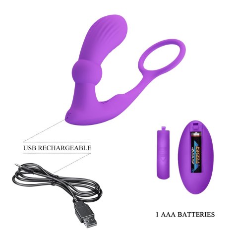PRETTY LOVE - Warren Purple, Wireless remote control 12 pulse wave settings 12 vibration functions Baile - Boys of Toys Sp. z. o.o. (dystrybutor)