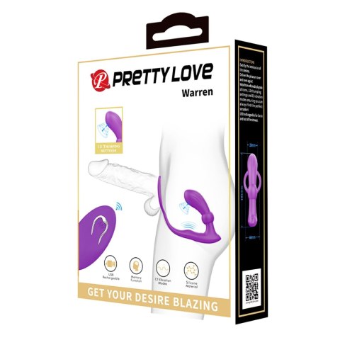 PRETTY LOVE - Warren Purple, Wireless remote control 12 pulse wave settings 12 vibration functions Baile - Boys of Toys Sp. z. o.o. (dystrybutor)
