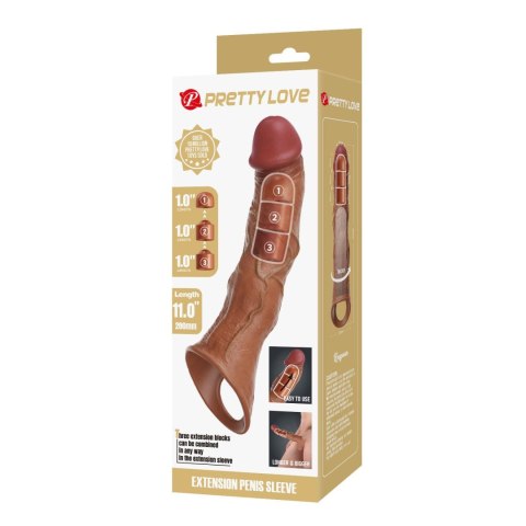 Pretty Love Extension Penis Sleeve with Modular Length Blocks Brown - 28 cm Baile - Boys of Toys Sp. z. o.o. (dystrybutor)