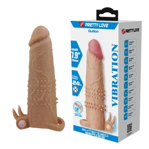 Pretty Love Quillon - 20 cm Vibrating Penis Sleeve Natural Baile - Boys of Toys Sp. z. o.o. (dystrybutor)
