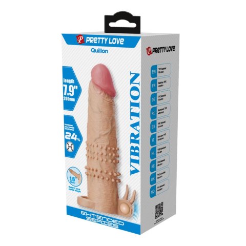 Pretty Love Quillon - 20 cm Vibrating Penis Sleeve Natural Baile - Boys of Toys Sp. z. o.o. (dystrybutor)