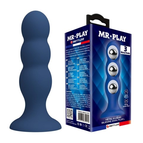 Mr. Play Metal & Liquid Silicone Anal Plug with 3 Metal Balls Baile - Boys of Toys Sp. z. o.o. (dystrybutor)