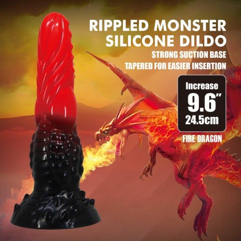 Power Monsters Fire Dragon - 24.5 cm Rippled Monster Silicone Dildo Baile - Boys of Toys Sp. z. o.o. (dystrybutor)