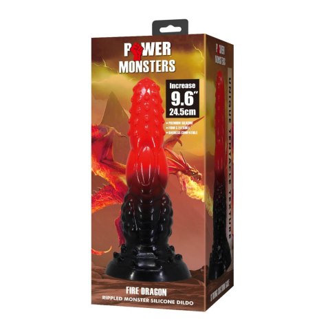 Power Monsters Fire Dragon - 24.5 cm Rippled Monster Silicone Dildo Baile - Boys of Toys Sp. z. o.o. (dystrybutor)