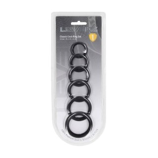 Classic Silicone Cockring Set of 6 - Black SHOTS