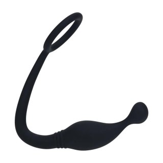 Silicone Cockring with Prostate Stimulator - S - Black SHOTS