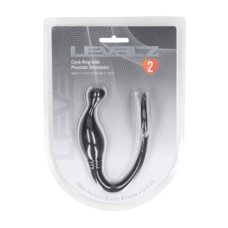 Silicone Cockring with Prostate Stimulator - S - Black SHOTS