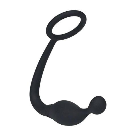 Silicone Cockring with Prostate Stimulator - S - Black SHOTS