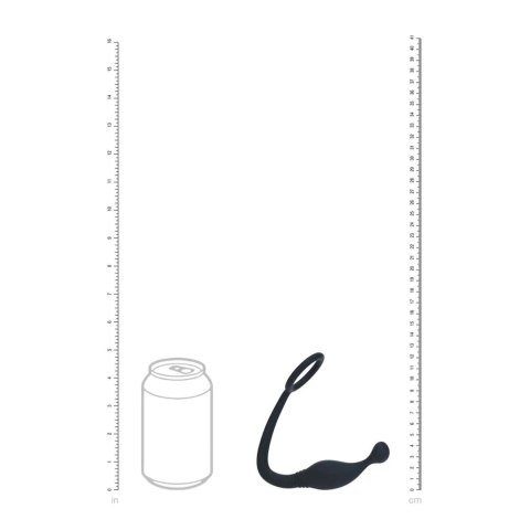Silicone Cockring with Prostate Stimulator - S - Black SHOTS