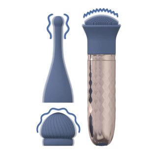 The Thrill - 10 Speed Interchangeable Vibrator - Blue SHOTS