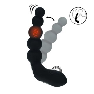 Vibrating Heating Bendable Tapping Beaded Silicone Prostate Stimulator - Black SHOTS