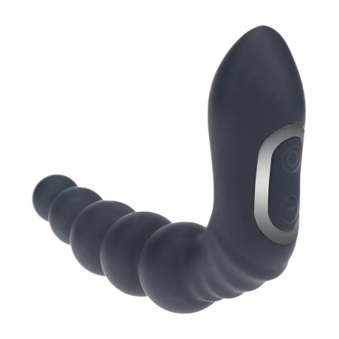Vibrating Heating Bendable Tapping Beaded Silicone Prostate Stimulator - Black SHOTS