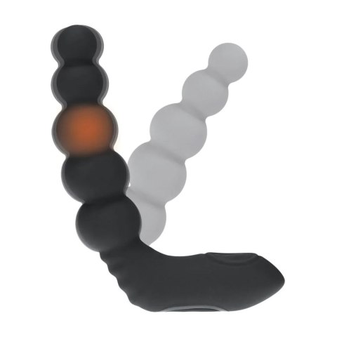 Vibrating Heating Bendable Tapping Beaded Silicone Prostate Stimulator - Black SHOTS