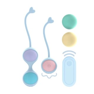 Vibrating and 5 Weight Interchangeable Kegel Kit with Remote Control - Purple Loveline