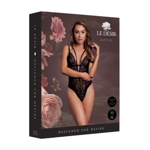 Wireless Lace Bodysuit with Adjustable Sliders - One Size - Black SHOTS