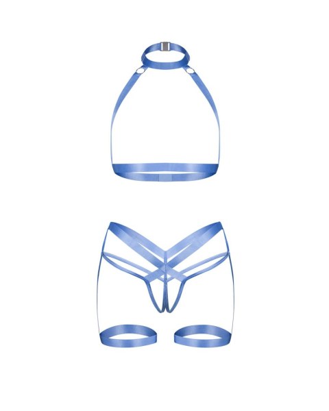 Dwuczęściowy komplet uprzęży Shaderi Obsessive błękitny XL/2XL Obsessive