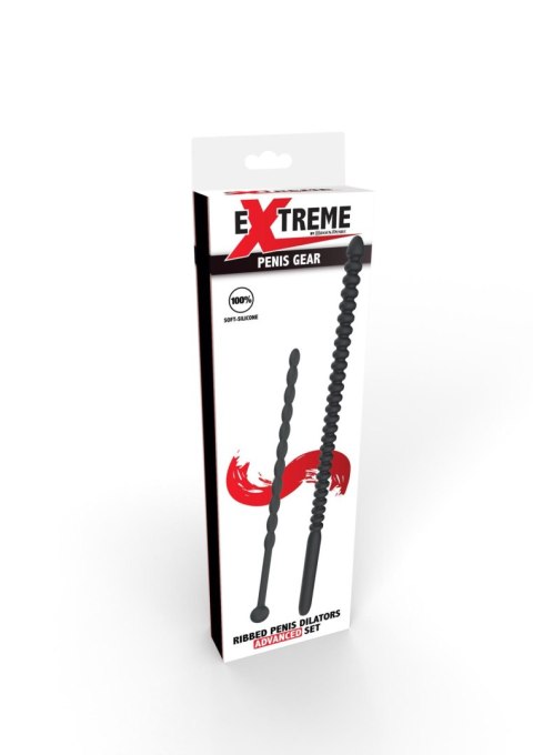 Ribbed Penis Dilator Set 2 pcs Black SCALA