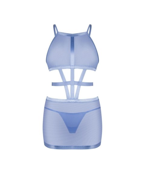 Transparentna błękitna sukienka Shaderi z stringami Obsessive M/L Obsessive