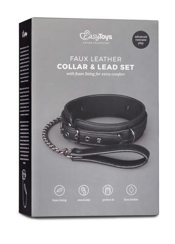 Wiązania-Fetish collar with leash Easytoys