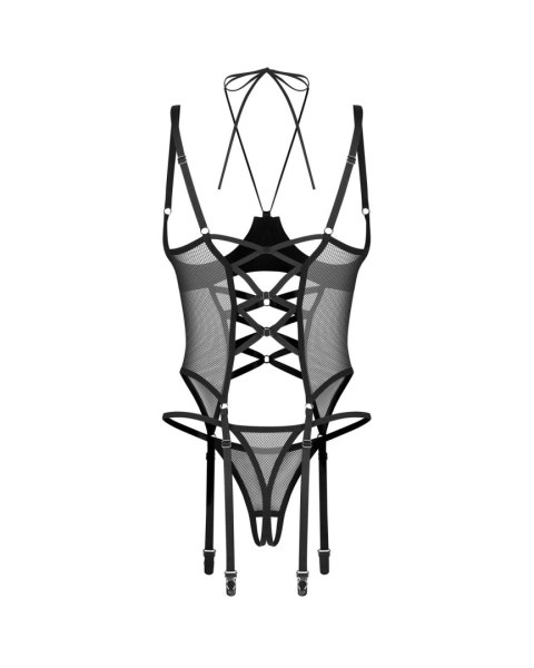Gorset Dominna z otwartymi miseczkami i stringi Obsessive L/XL Obsessive