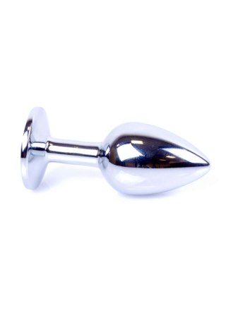 Korek analny srebrny z kryształem ze stali nierdzewnej HeavyFun 7 cm B - Series HeavyFun