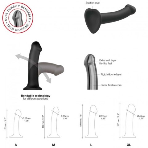 SEMI-REALISTIC DUAL DENSITY BENDABLE DILDO BLACK - M DORCELl - Lovely Planet